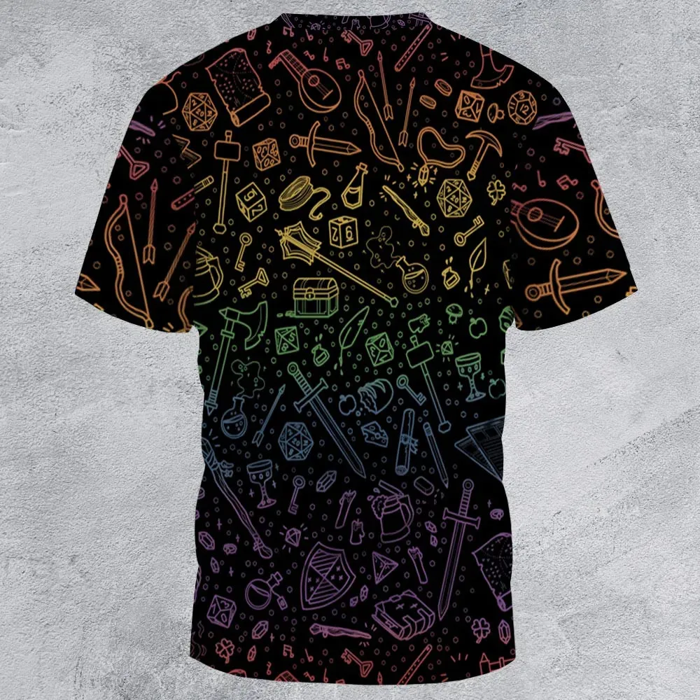 DnD Tabletop RPG Pattern All-Over Print Unisex T-Shirt - 2