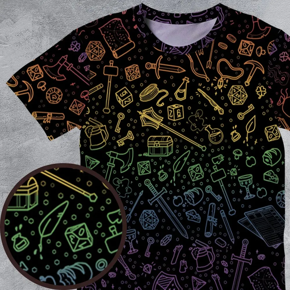 DnD Tabletop RPG Pattern All-Over Print Unisex T-Shirt - 4
