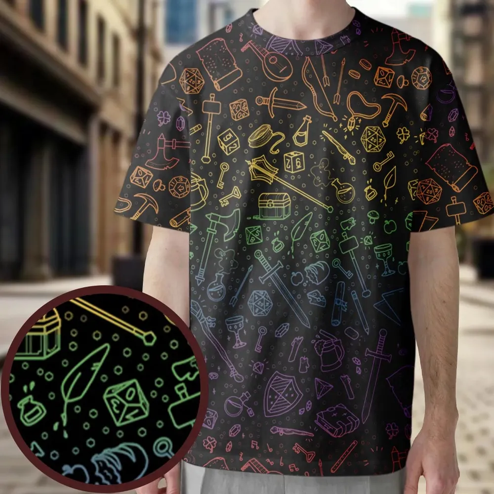 DnD Tabletop RPG Pattern All-Over Print Unisex T-Shirt - 3