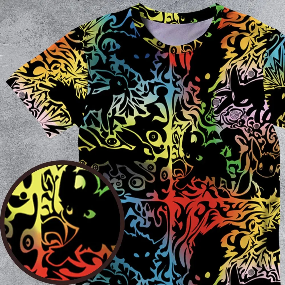 Eevee Pokemon Black All-Over Print Unisex T-Shirt - 4