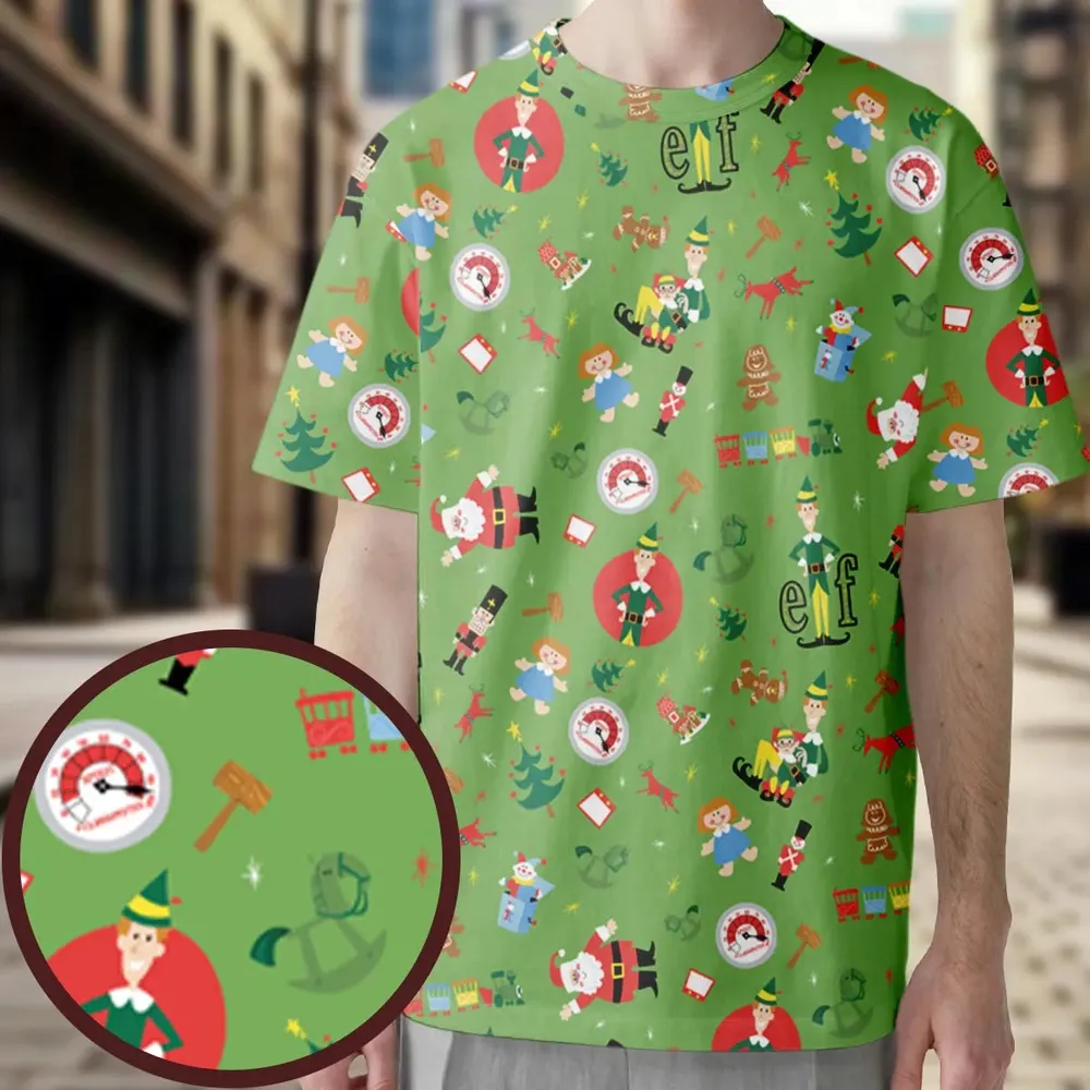 ELF Christmas Pattern All-Over Print Unisex T-Shirt - 3