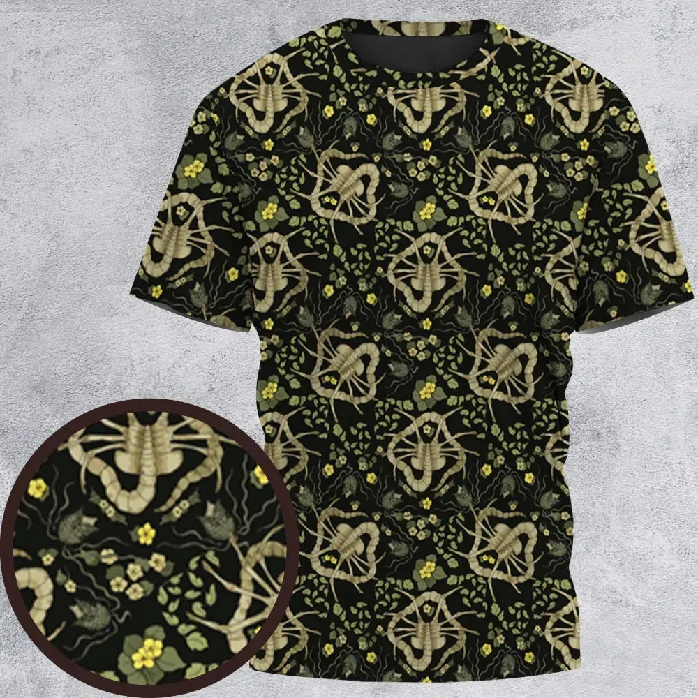 Facehugger Flower Pattern Alien All-Over Print Unisex T-Shirt - 2