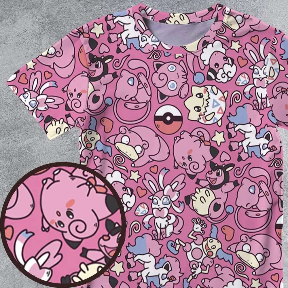 Fairy Pokemon Pattern All-Over Print Unisex T-Shirt - 4