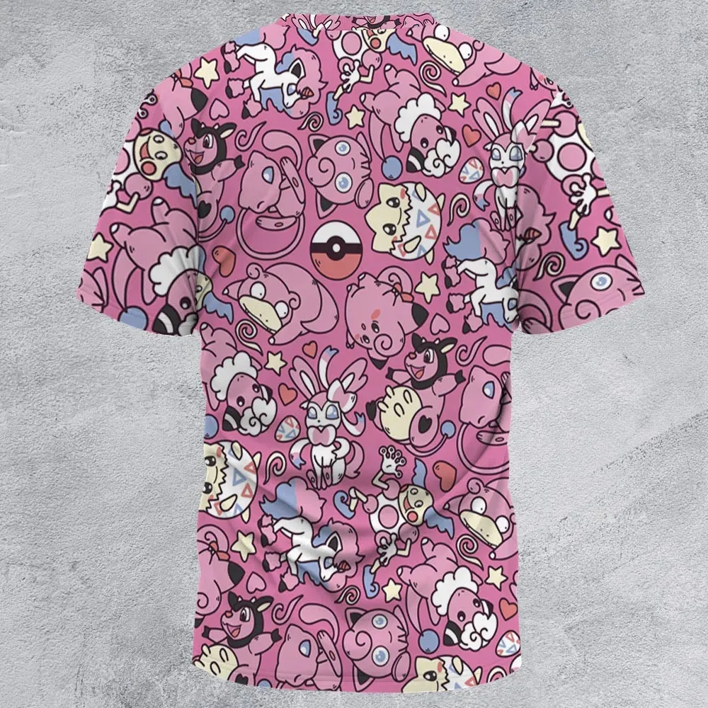 Fairy Pokemon Pattern All-Over Print Unisex T-Shirt - 3