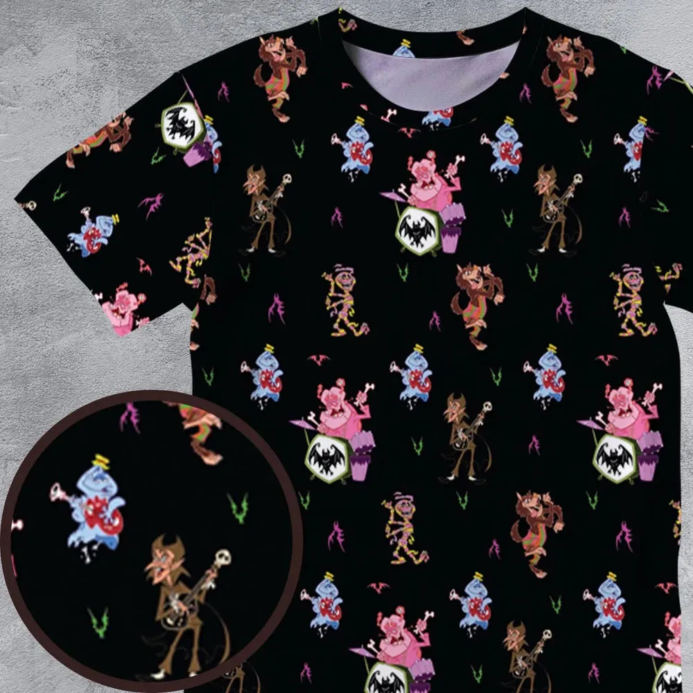 Monsters Cereal Pattern All-Over Print Unisex T-Shirt - 4