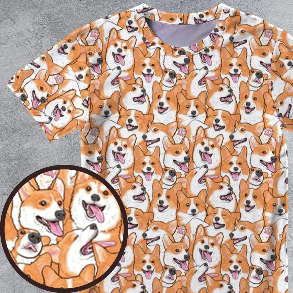 That's a lot of Corgi All-Over Print Unisex T-Shirt - 4