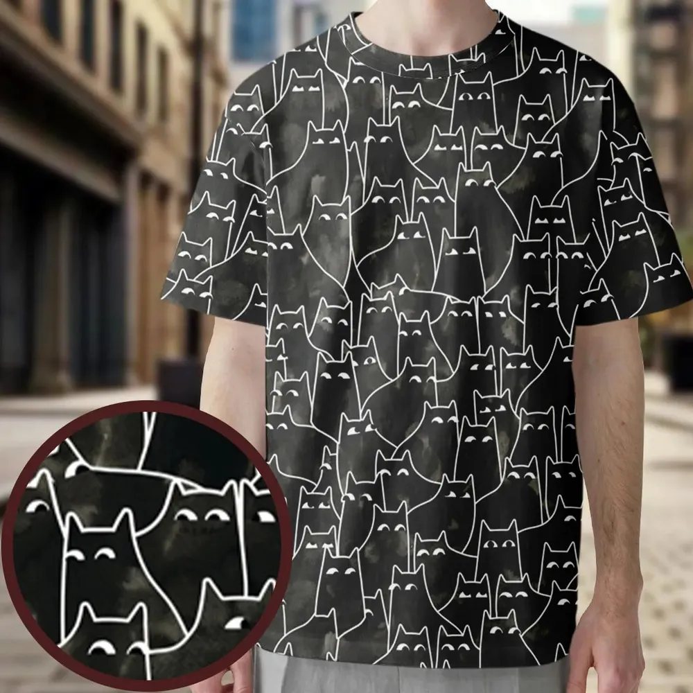 Suspicious Cats Funny Cat All-Over Print Unisex T-Shirt - 4