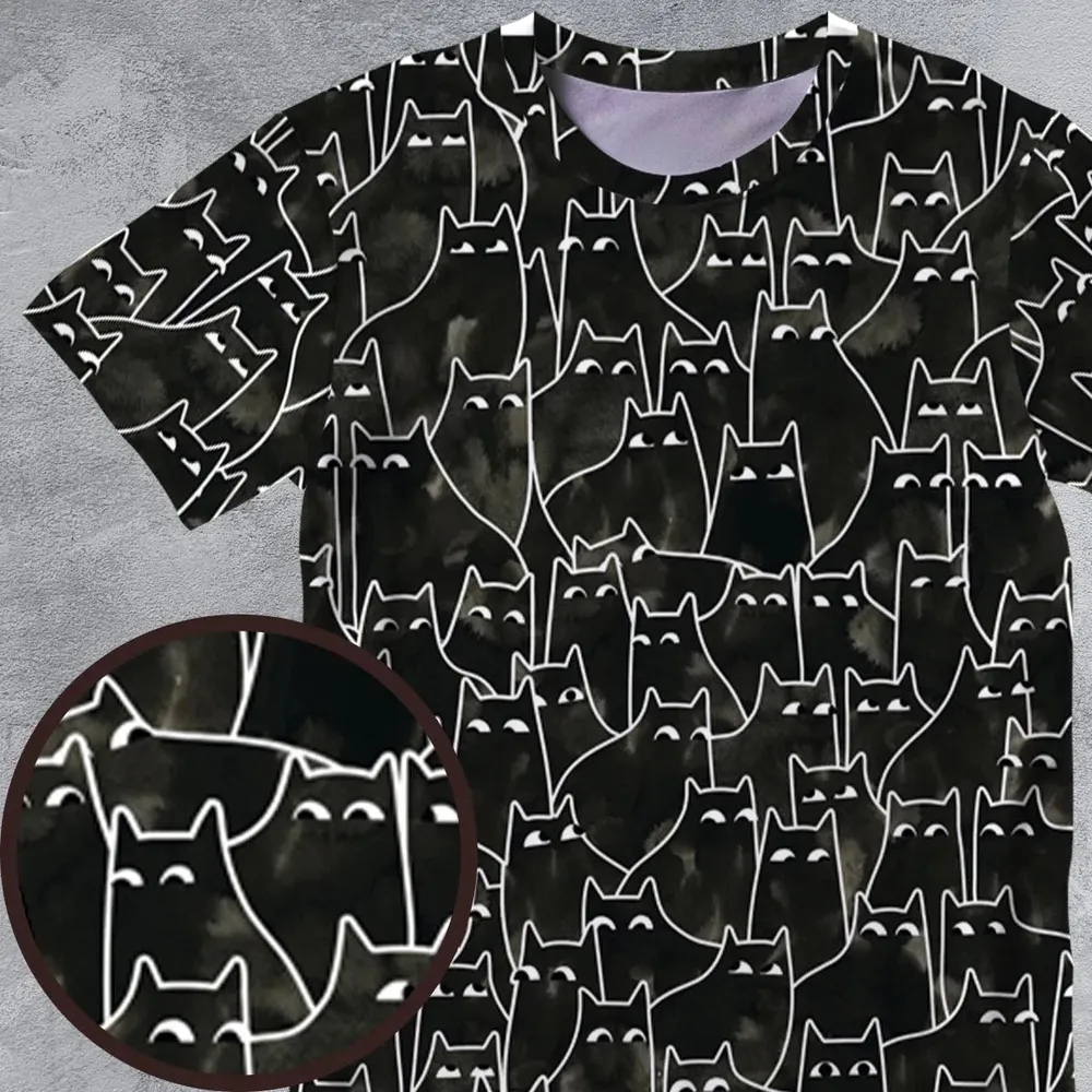 Suspicious Cats Funny Cat All-Over Print Unisex T-Shirt - 4