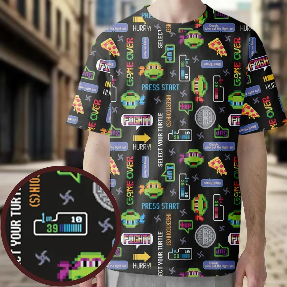 The TMNT Pixel Characters All-Over Print Unisex T-Shirt - 4