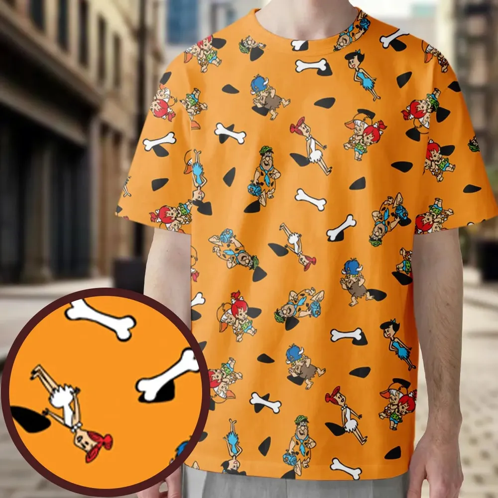 Stone Age The Flintstones Characters All-Over Print Unisex T-Shirt - 3
