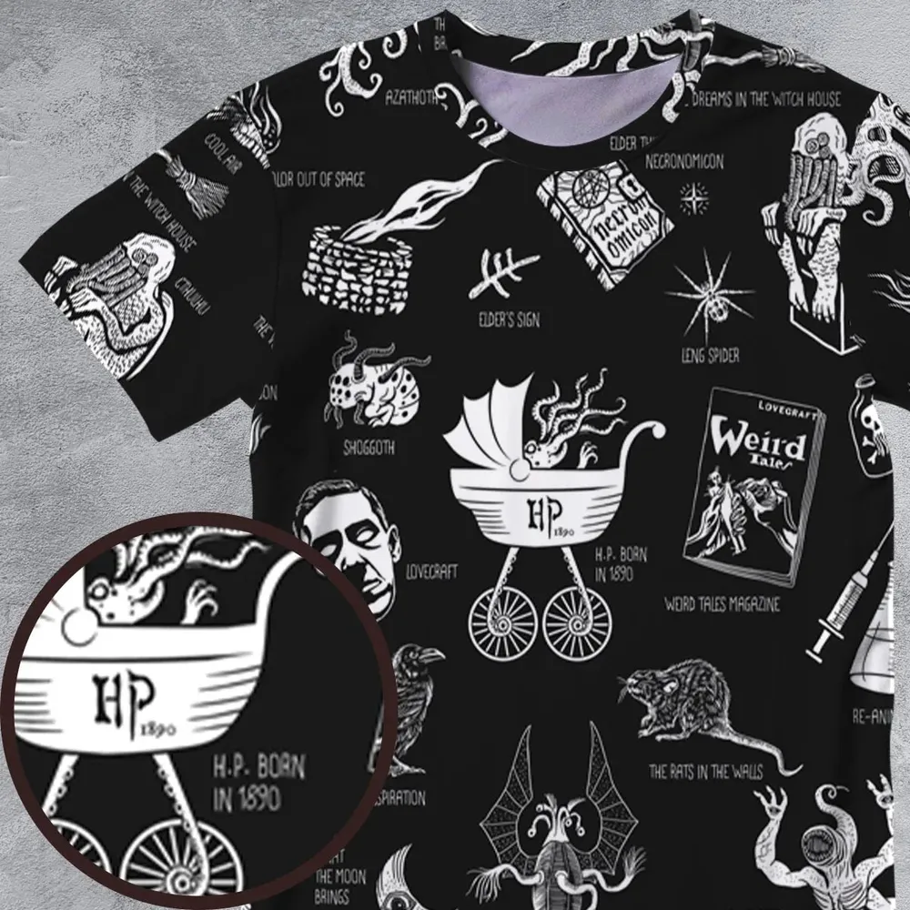 H.P. Lovecraft Monsters All-Over Print Unisex T-Shirt - 4