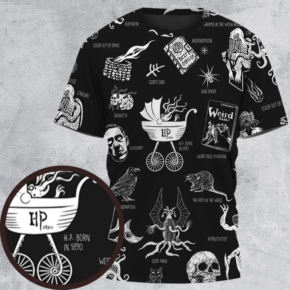H.P. Lovecraft Monsters All-Over Print Unisex T-Shirt - 2