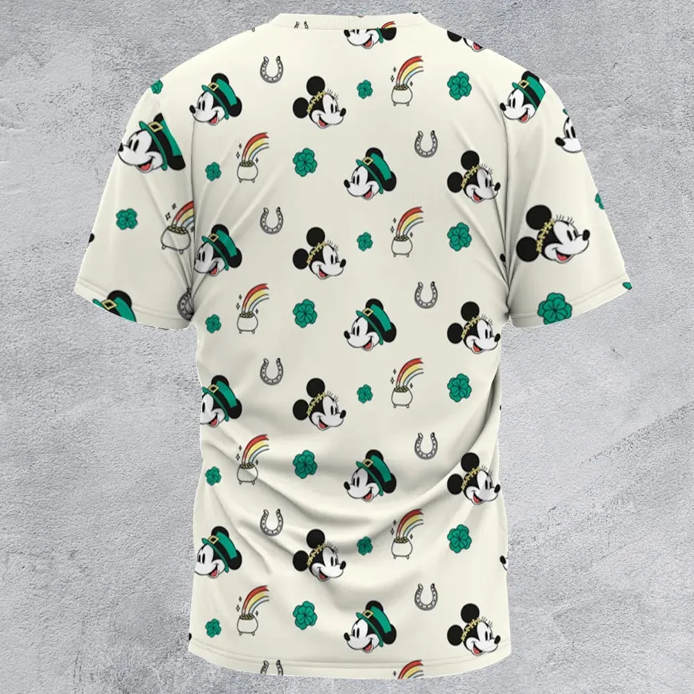 Mickey and Minnie St. Patrick's  Day Pattern All-Over Print Unisex T-Shirt - 3