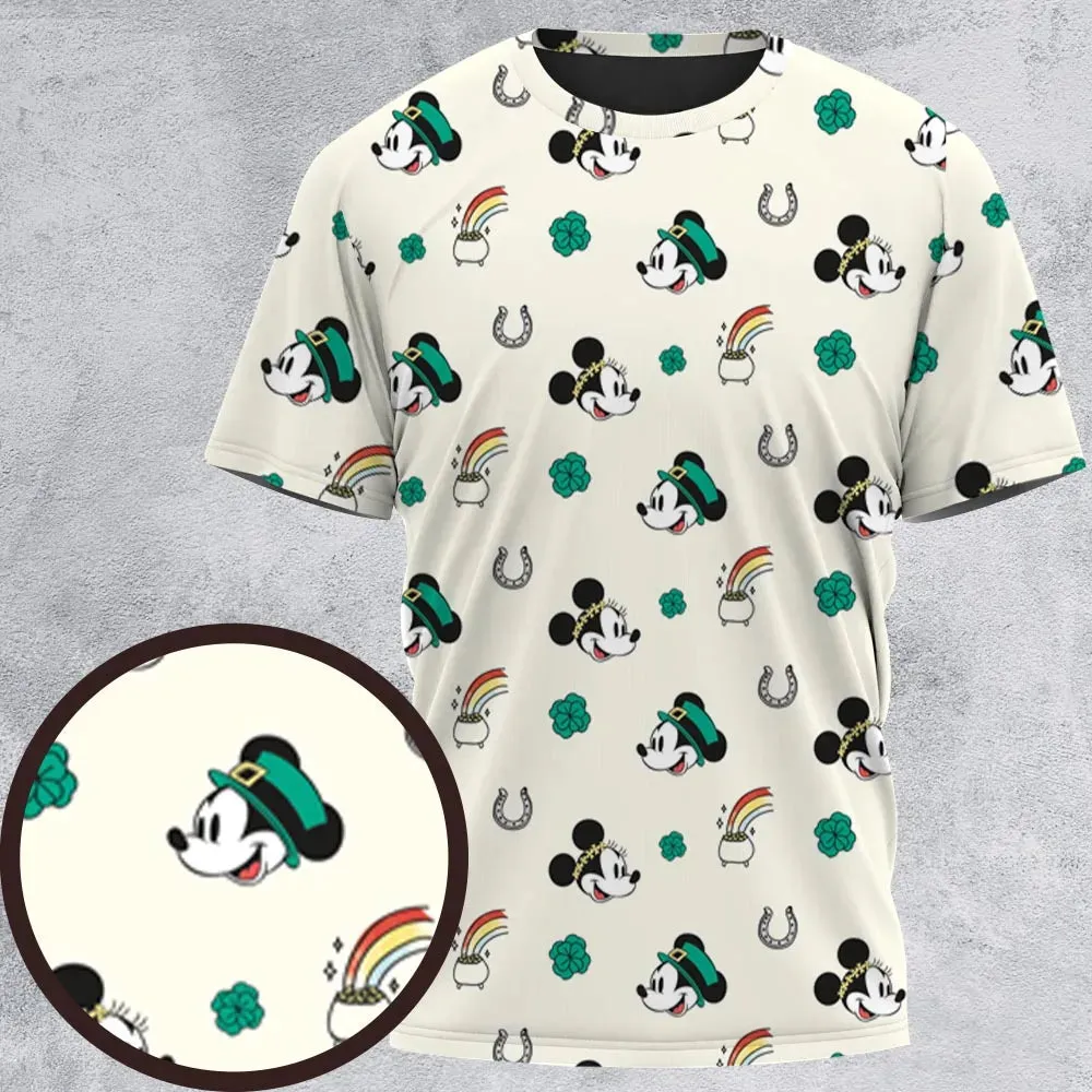 Mickey and Minnie St. Patrick's  Day Pattern All-Over Print Unisex T-Shirt - 2