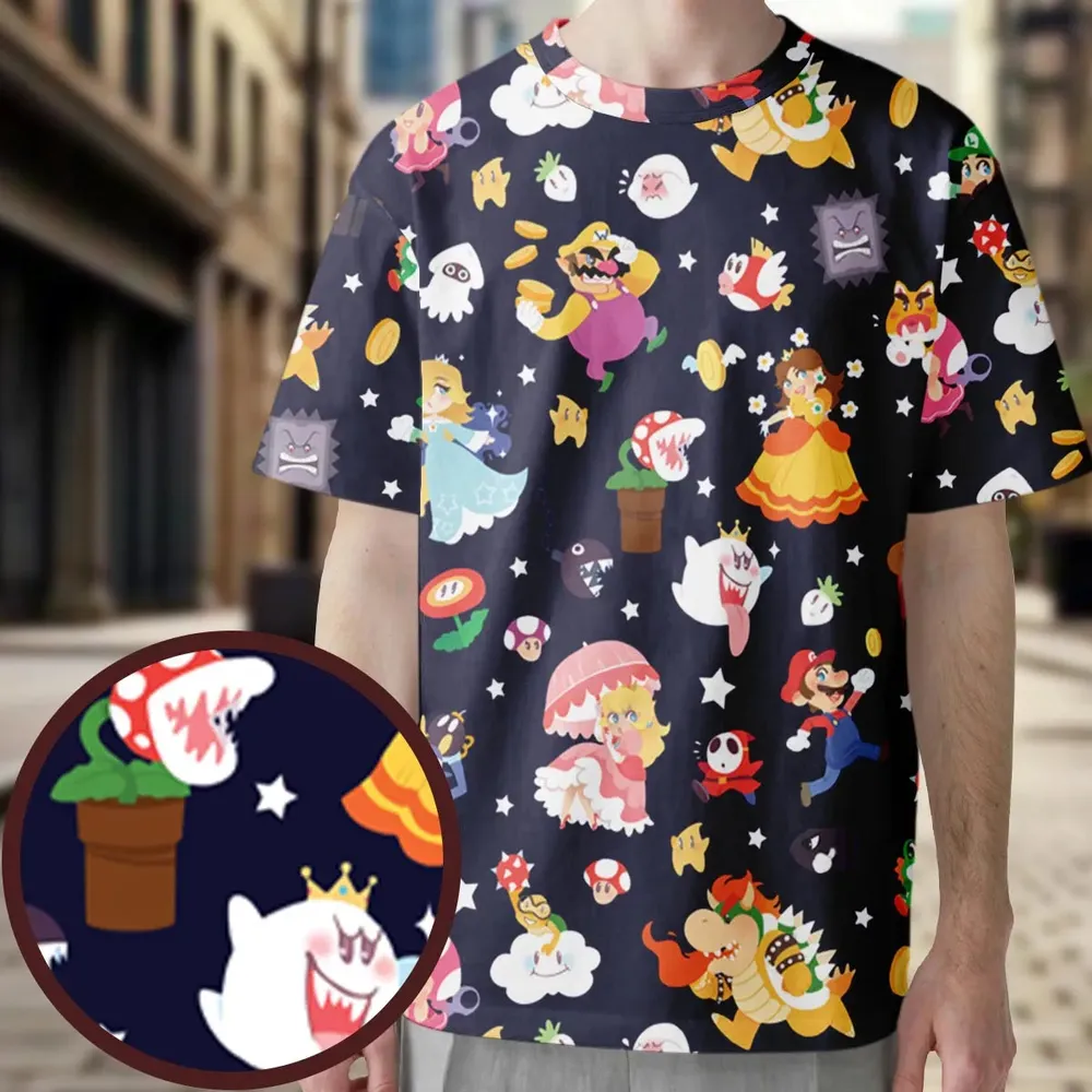 Mushroom Kingdom Super Mario All-Over Print Unisex T-Shirt - 3