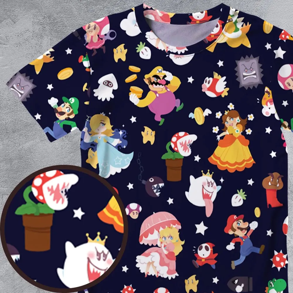 Mushroom Kingdom Super Mario All-Over Print Unisex T-Shirt - 4