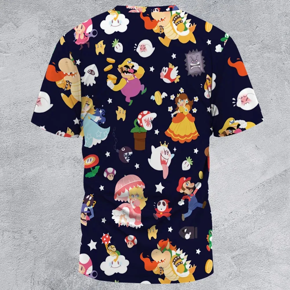 Mushroom Kingdom Super Mario All-Over Print Unisex T-Shirt - 3