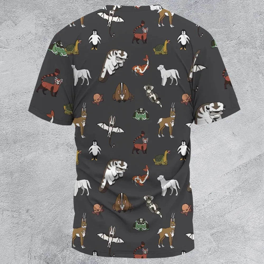 Menagerie Appa Sky Bison Momo Naga Pabu Avartar The Last Airbender All-Over Print Unisex T-Shirt - 2