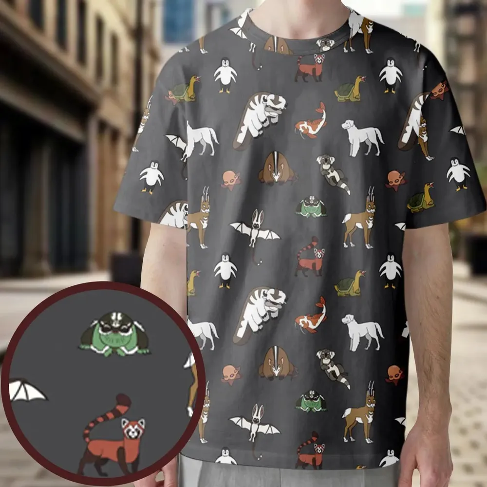Menagerie Appa Sky Bison Momo Naga Pabu Avartar The Last Airbender All-Over Print Unisex T-Shirt - 3
