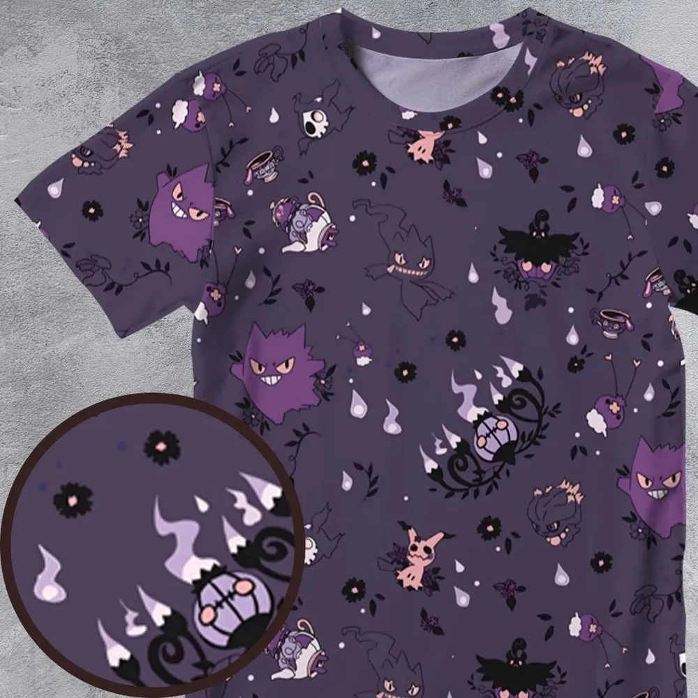 Pokemon Ghost-typen Gengar Banette Litwick Mismagius All-Over Print Unisex T-Shirt - 4