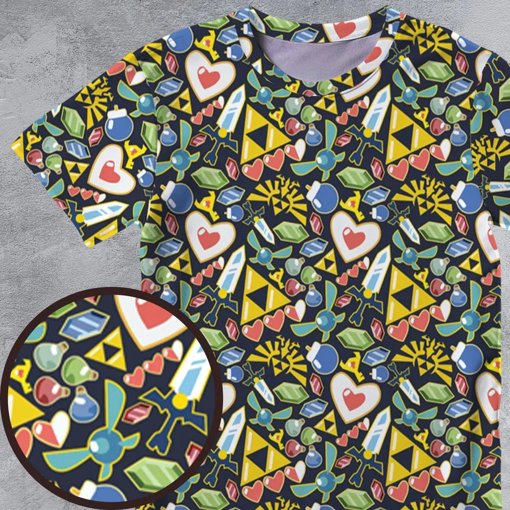 Zelda Theme Items All-Over Print Unisex T-Shirt - 4
