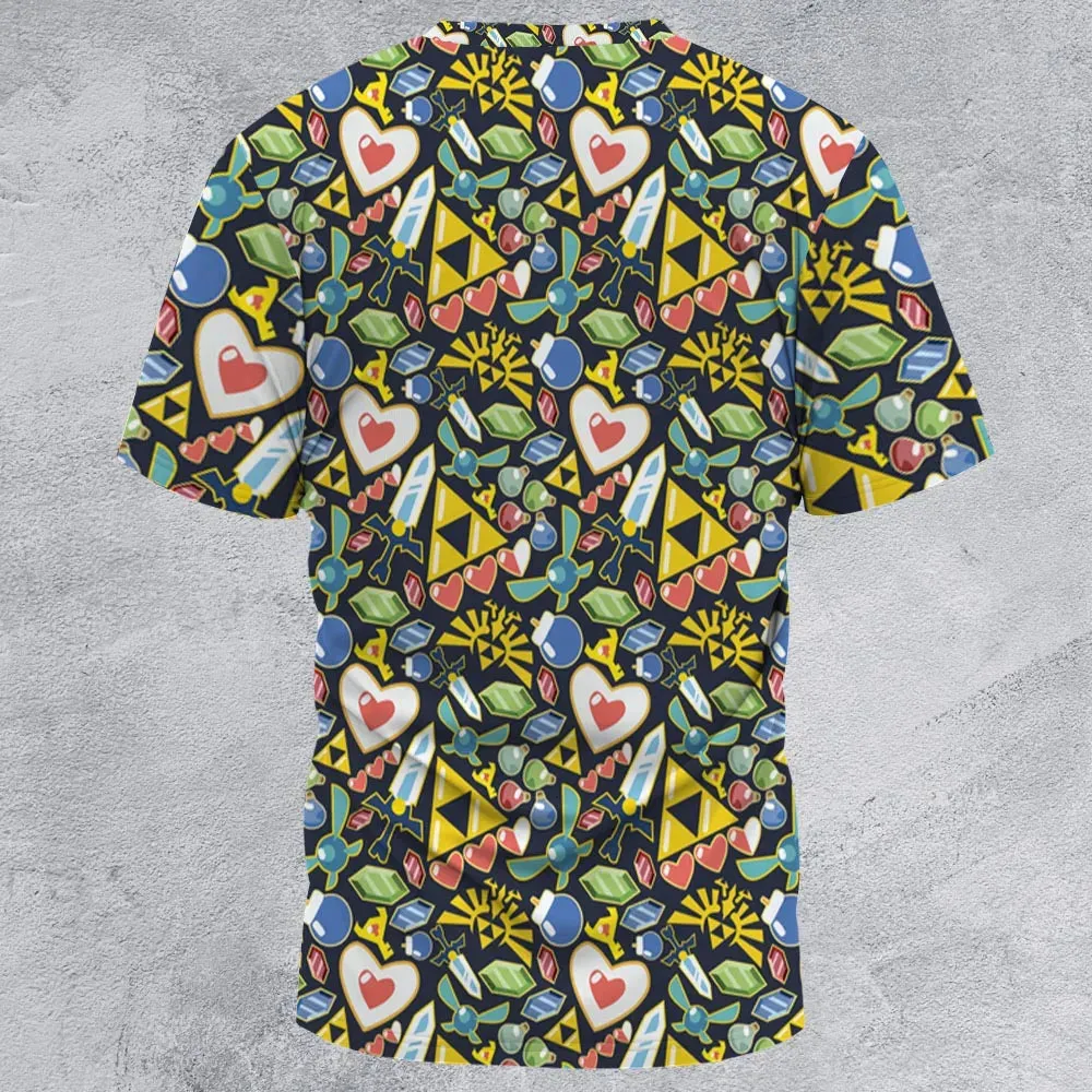 Zelda Theme Items All-Over Print Unisex T-Shirt - 3