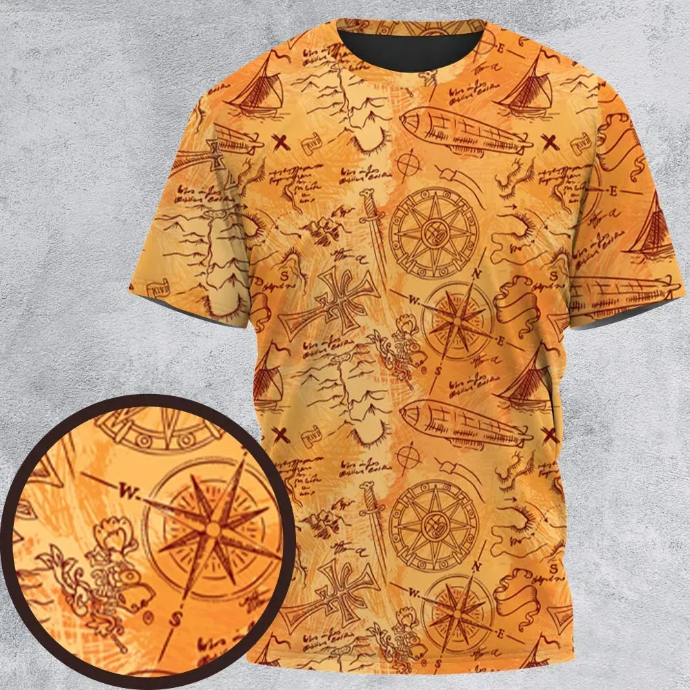 Vintage Adventure Map Indiana Jones All-Over Print Unisex T-Shirt - 2