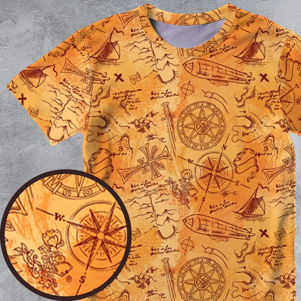Vintage Adventure Map Indiana Jones All-Over Print Unisex T-Shirt - 4