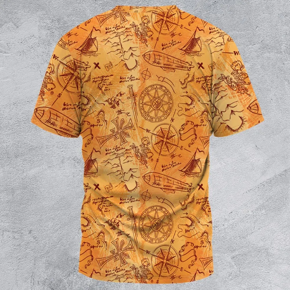 Vintage Adventure Map Indiana Jones All-Over Print Unisex T-Shirt - 3