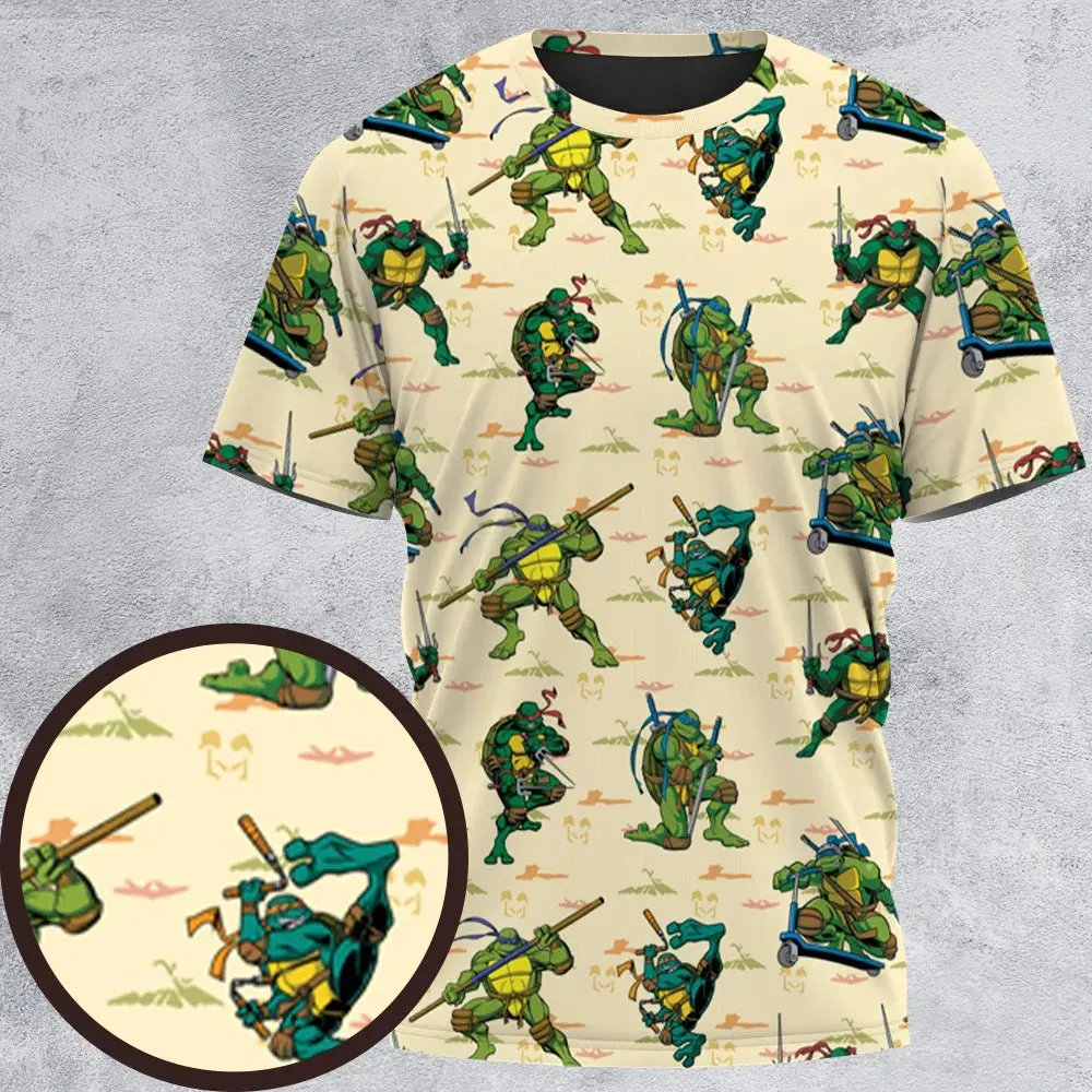 TMNT Characters Weapon Pattern All-Over Print Unisex T-Shirt - 2