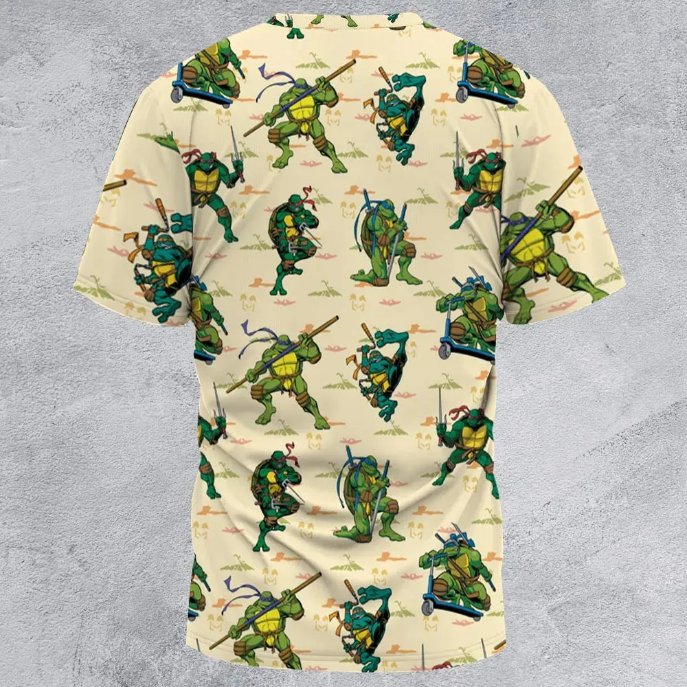 TMNT Characters Weapon Pattern All-Over Print Unisex T-Shirt - 3
