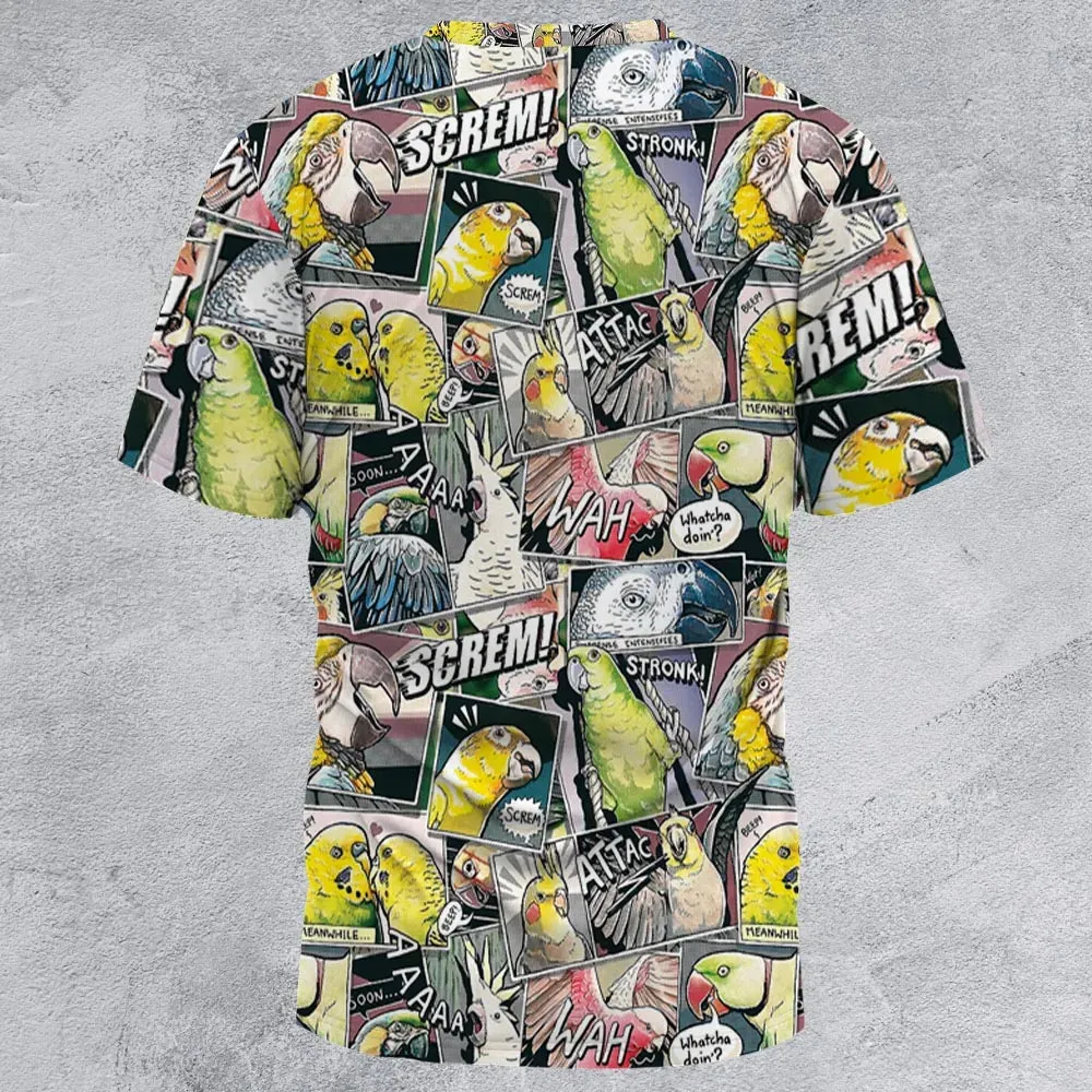Parrots ComicStyle All-Over Print Unisex T-Shirt - 2