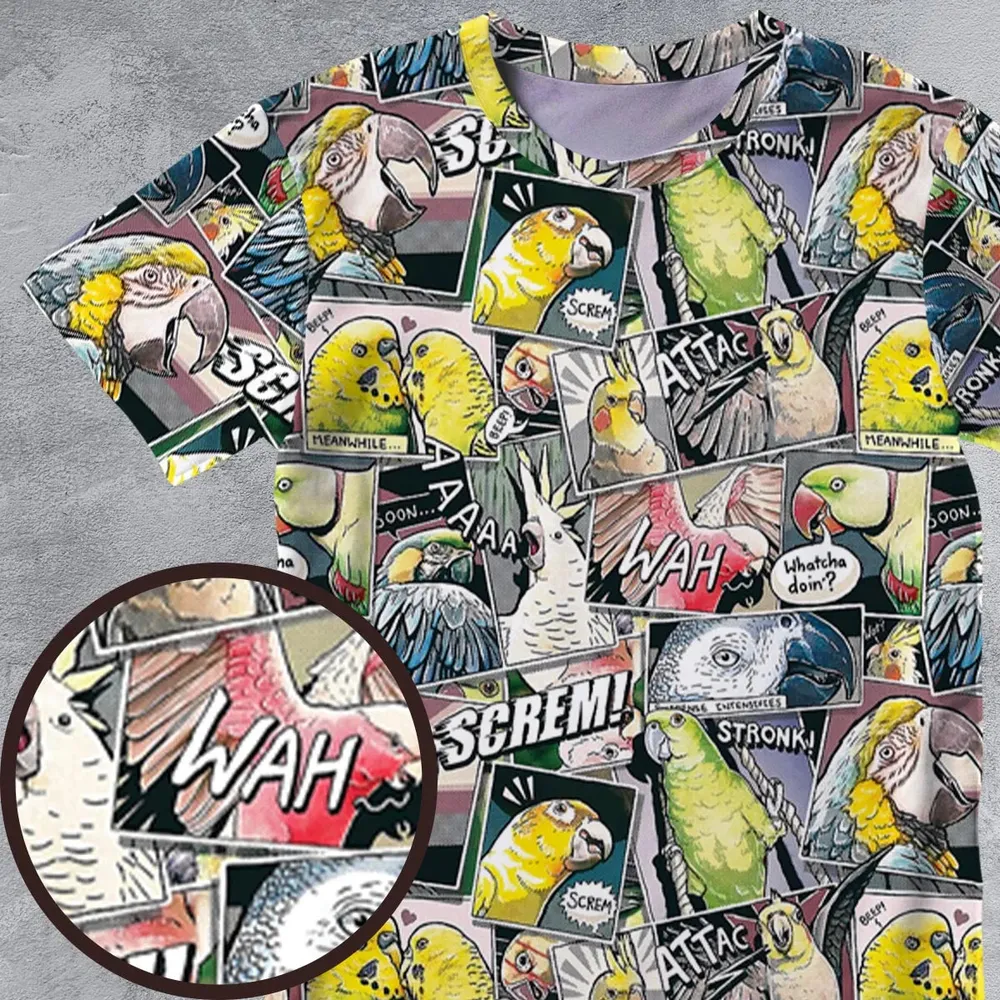 Parrots ComicStyle All-Over Print Unisex T-Shirt - 4