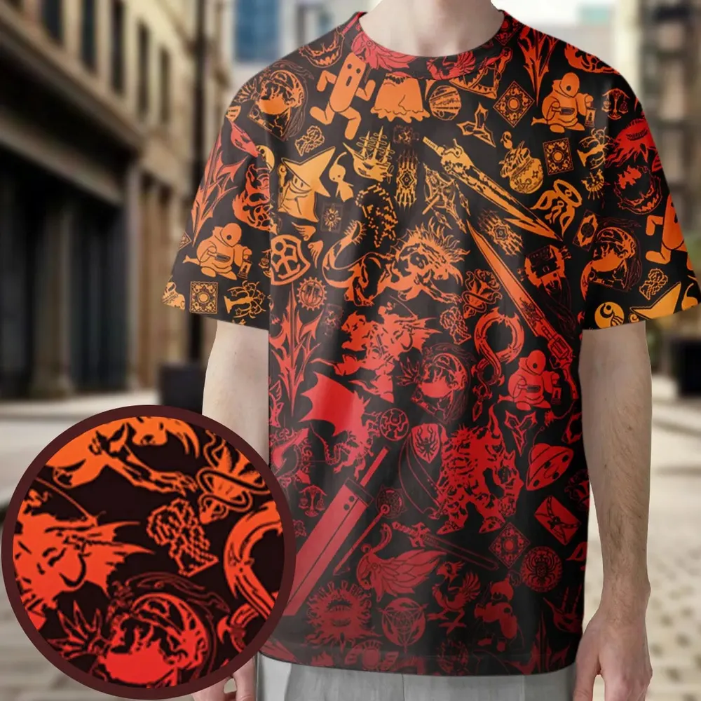 Red Moggle Final Fantasy All-Over Print Unisex T-Shirt - 4