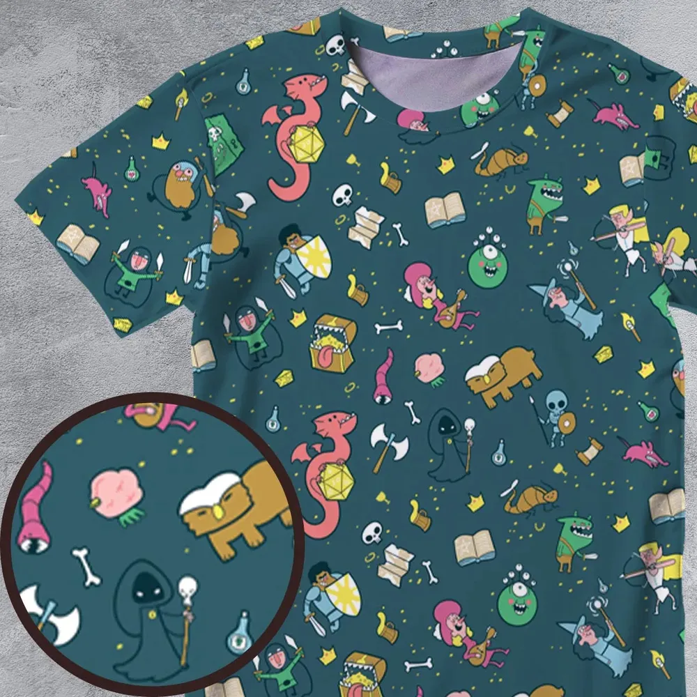Cute Doodle Dungeons All-Over Print Unisex T-Shirt - 4