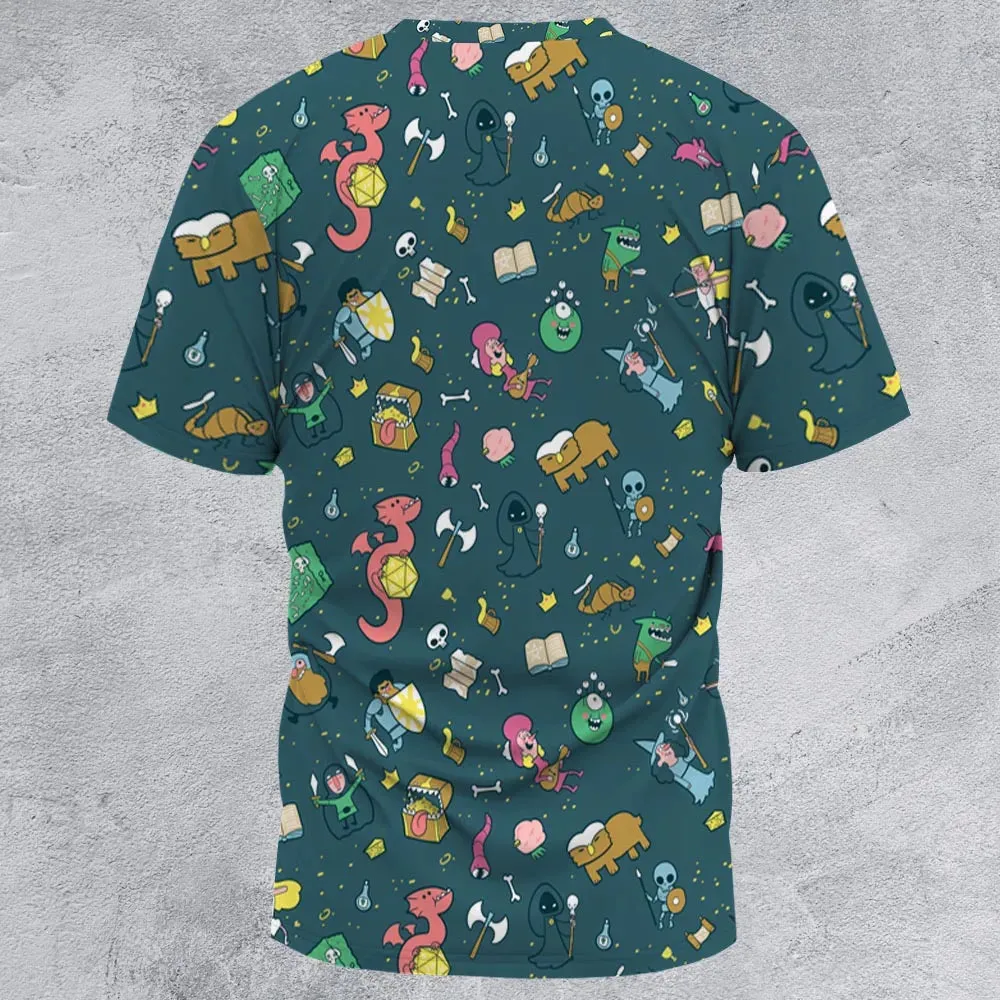 Cute Doodle Dungeons All-Over Print Unisex T-Shirt - 2