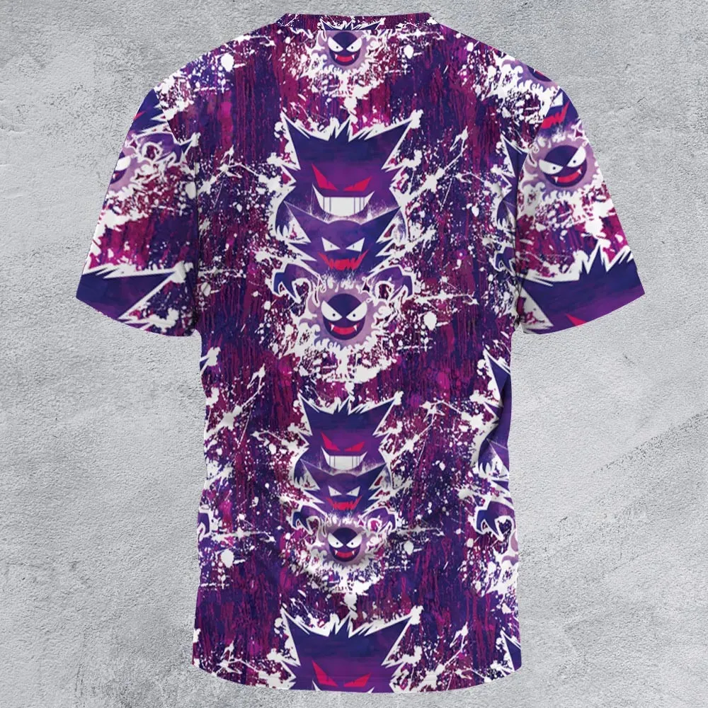 Ghostly Evolution Ghastly Haunter Gengar Pokemon All-Over Print Unisex T-Shirt - 3