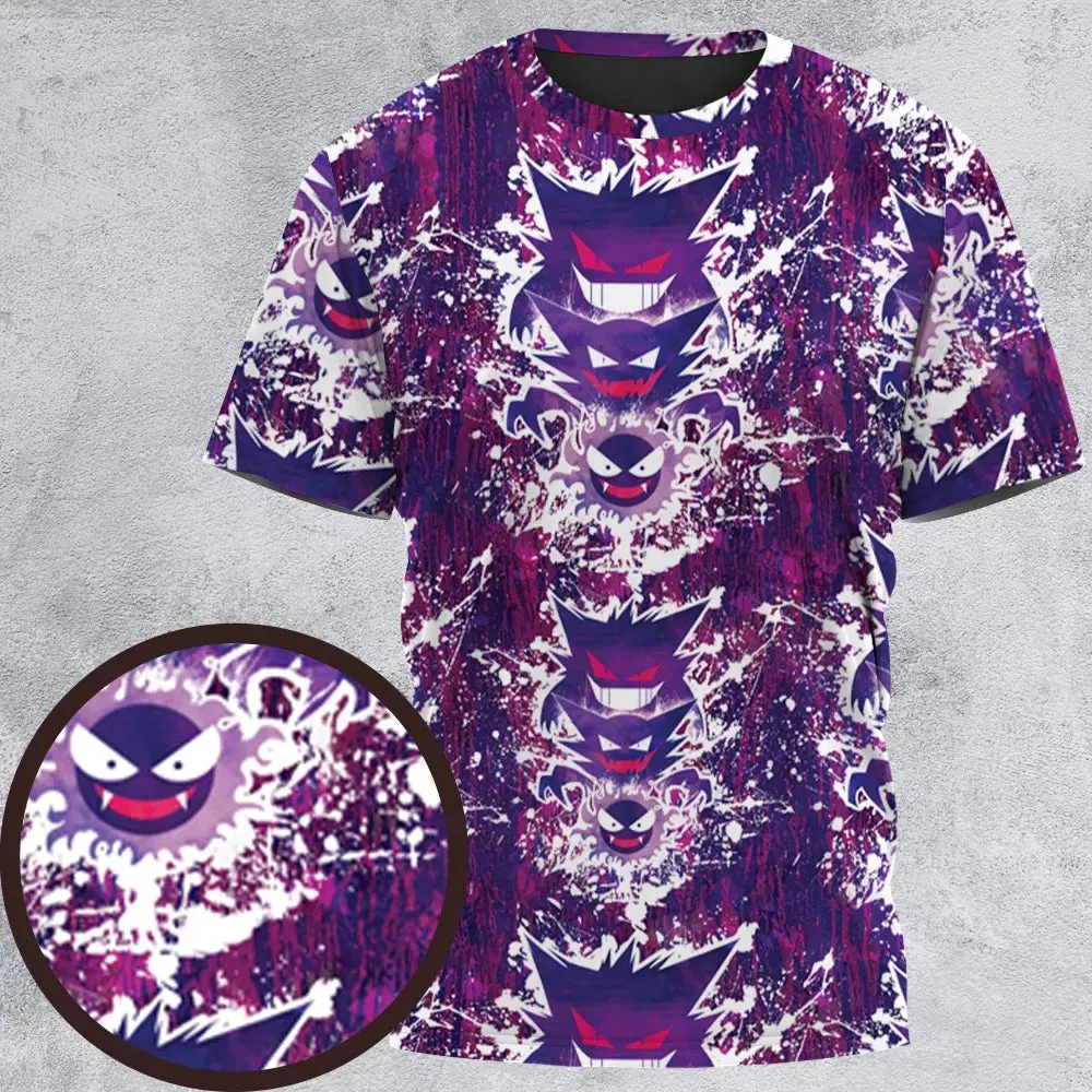 Ghostly Evolution Ghastly Haunter Gengar Pokemon All-Over Print Unisex T-Shirt - 2