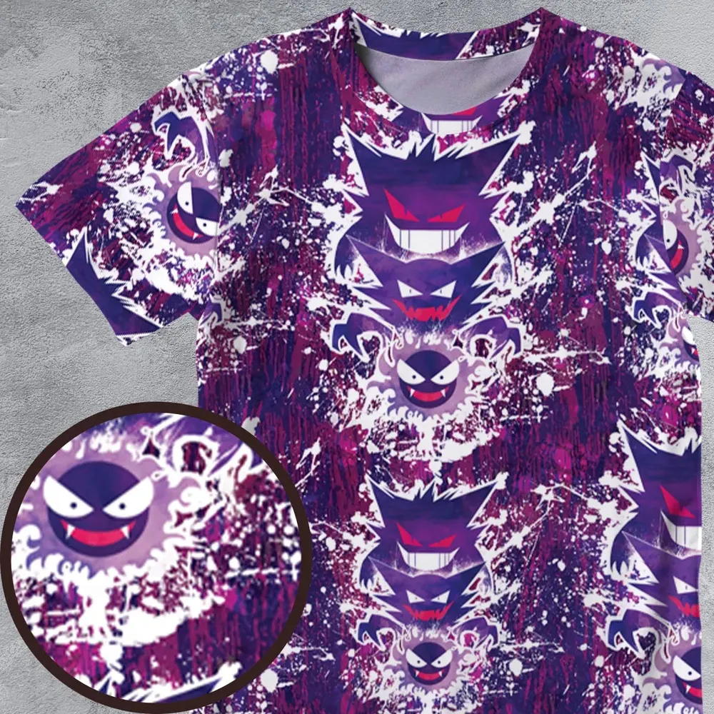 Ghostly Evolution Ghastly Haunter Gengar Pokemon All-Over Print Unisex T-Shirt - 4