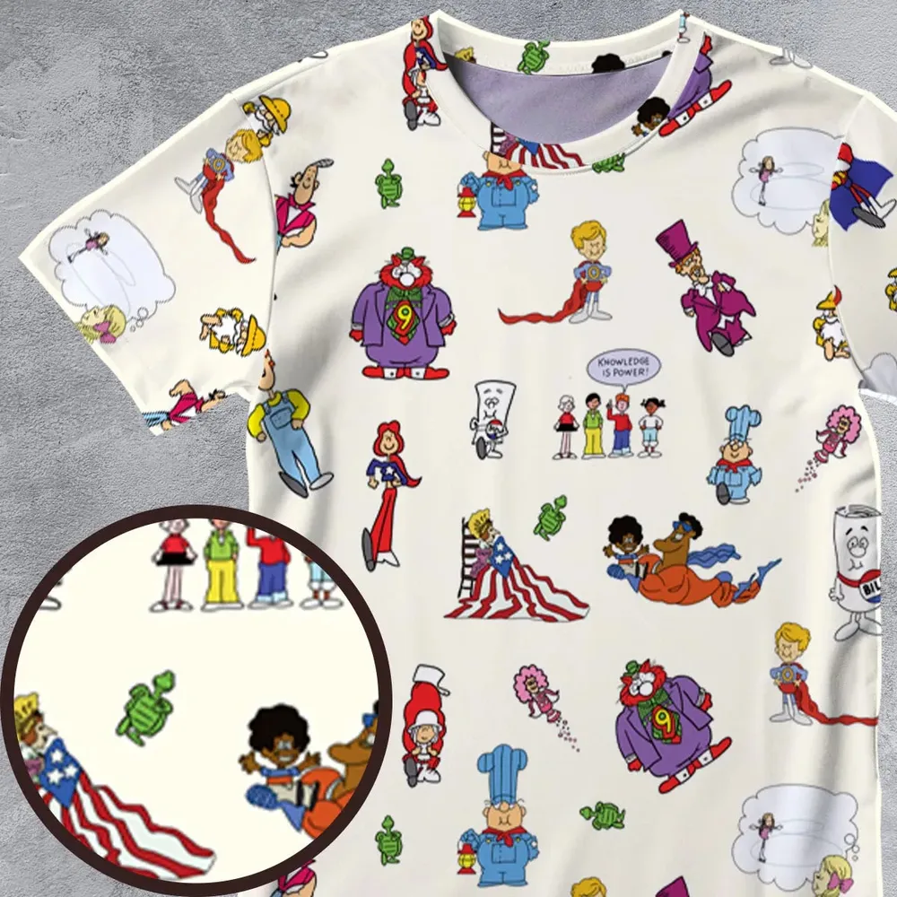 Schoolhouse Rock Characters All-Over Print Unisex T-Shirt - 4