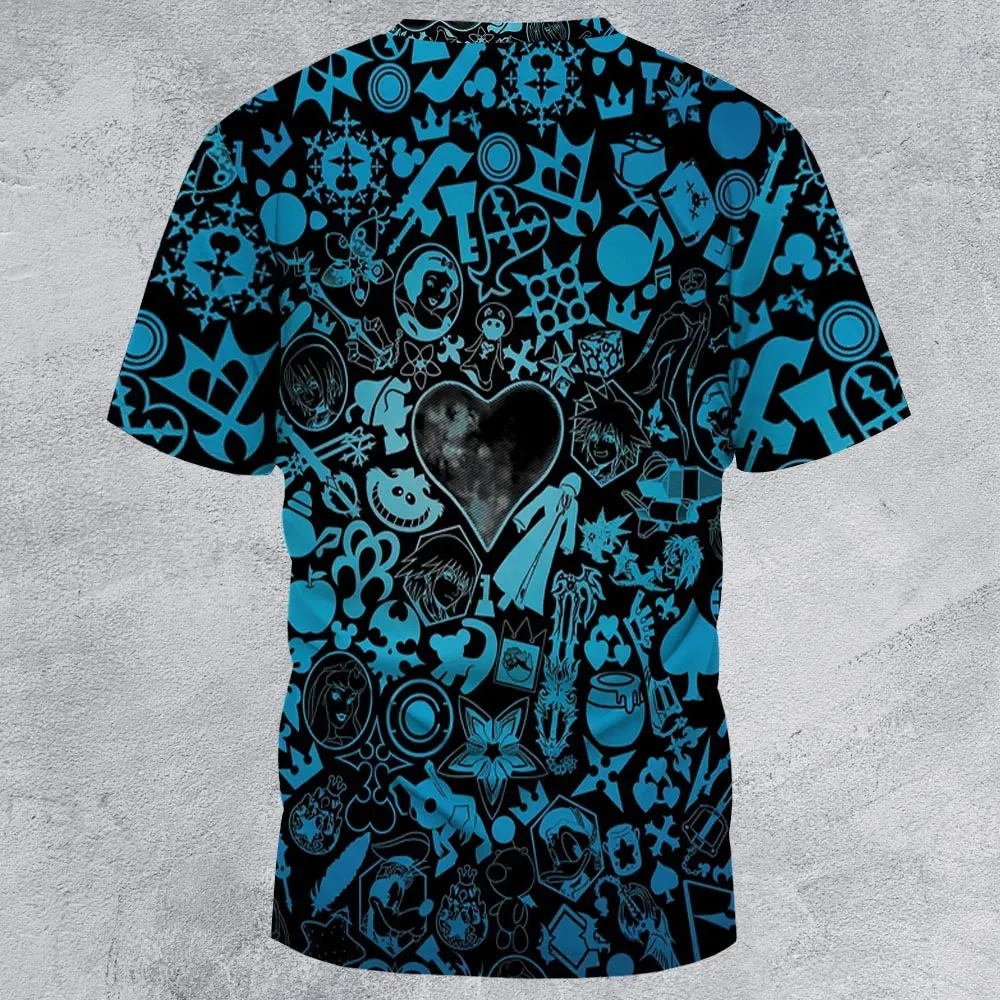 Blue Key Heart Kingdom Hearts All-Over Print Unisex T-Shirt - 2