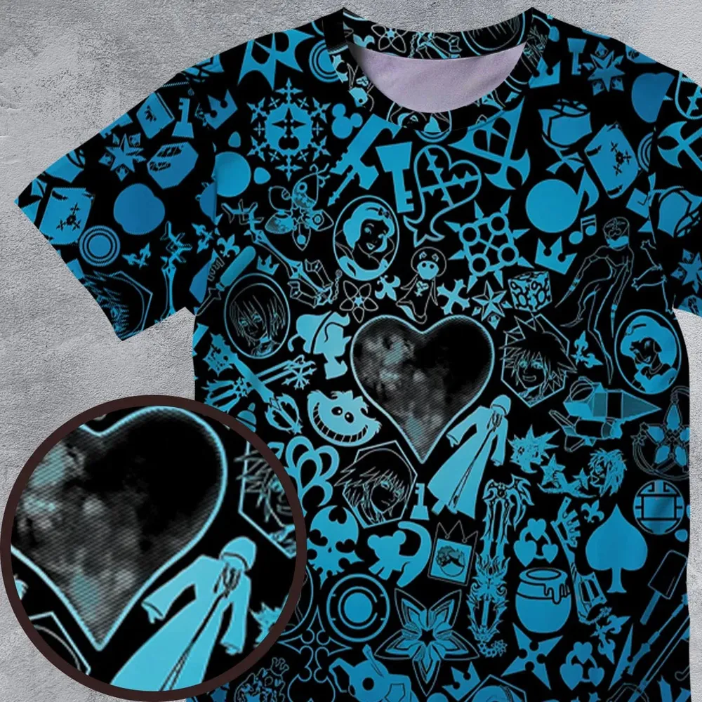 Blue Key Heart Kingdom Hearts All-Over Print Unisex T-Shirt - 4
