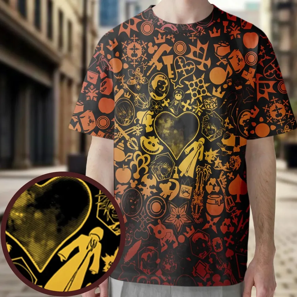 Red Key Heart Kingdom Hearts All-Over Print Unisex T-Shirt - 4