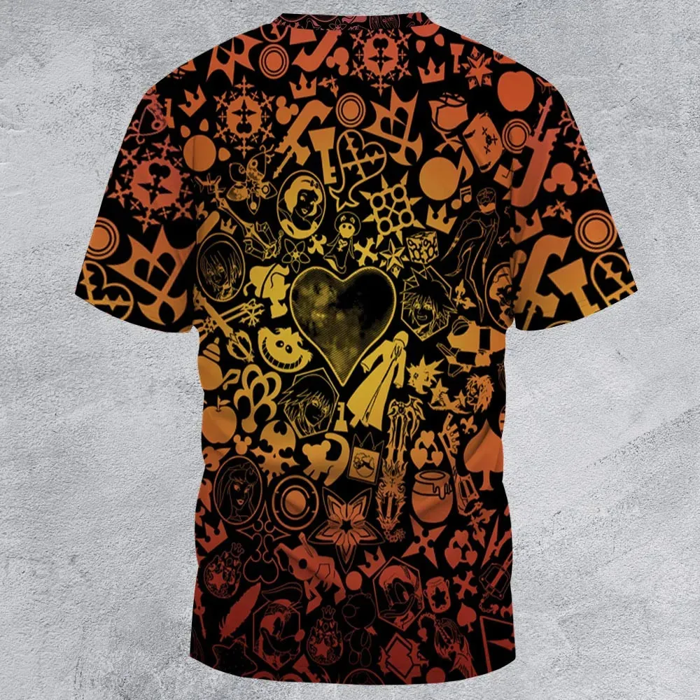 Red Key Heart Kingdom Hearts All-Over Print Unisex T-Shirt - 3