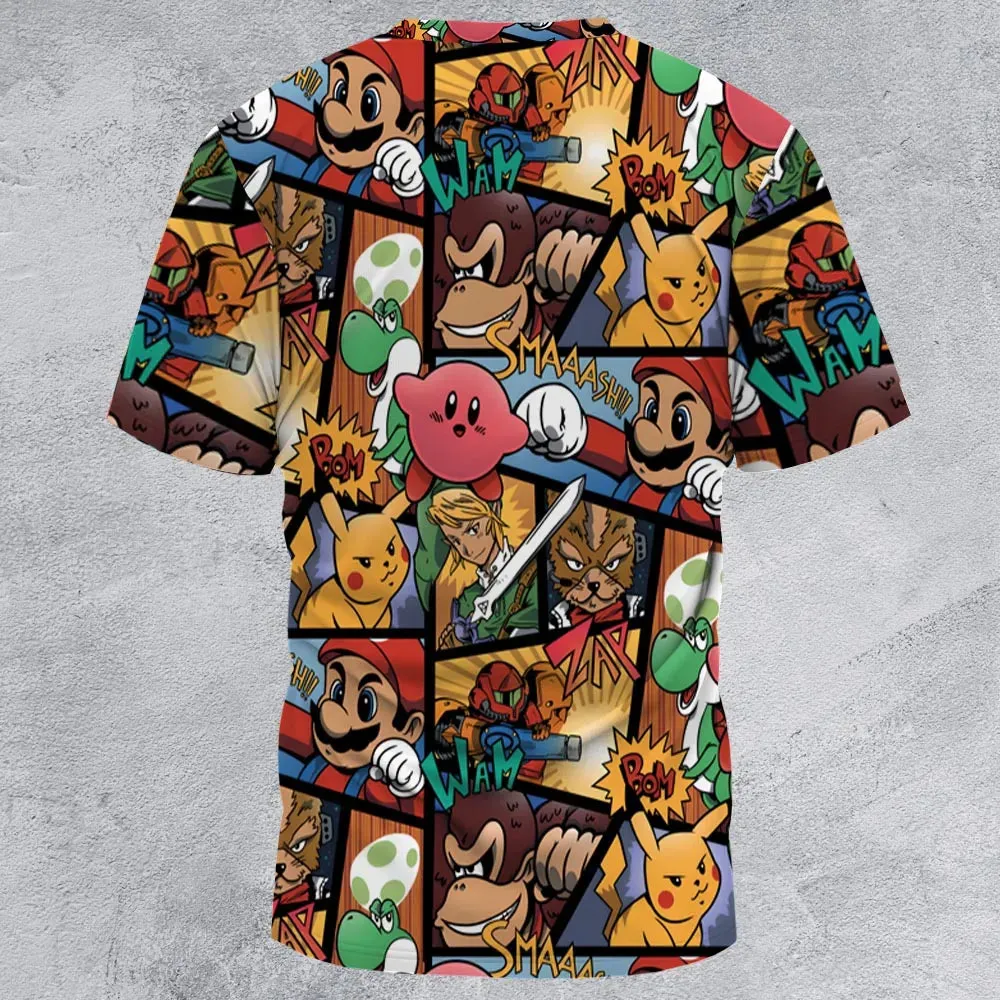 Super Smash Bros Characters Pattern Hawaiian All-Over Print Unisex T-Shirt - 3
