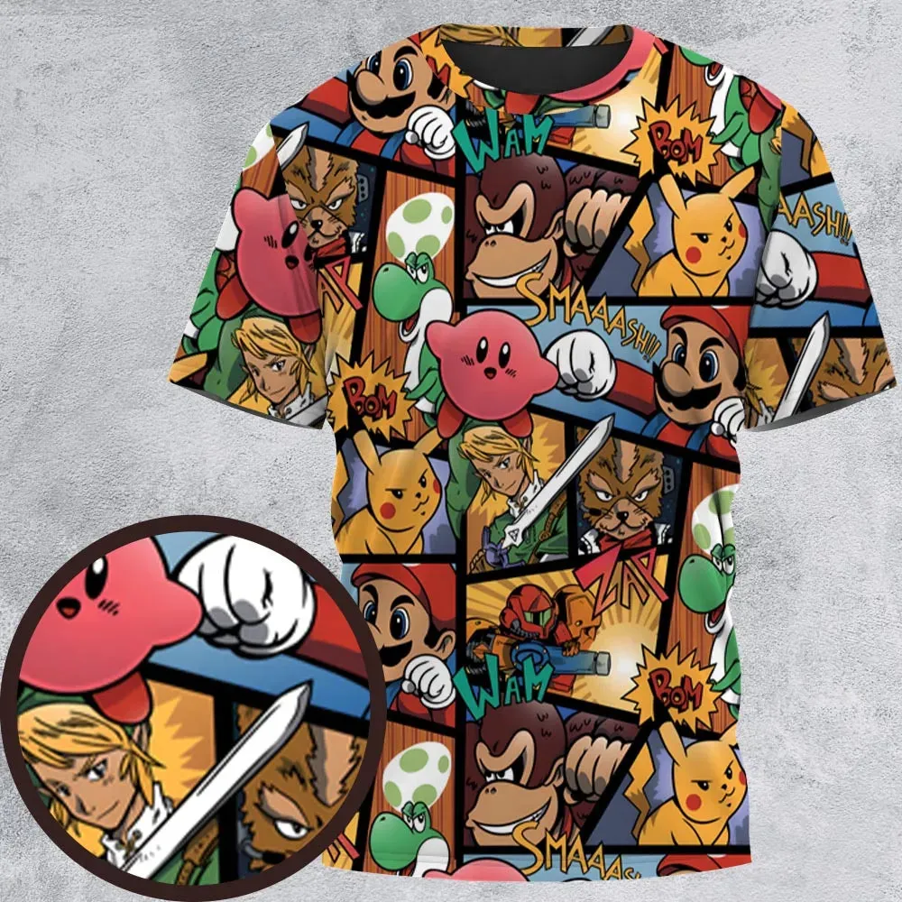 Super Smash Bros Characters Pattern Hawaiian All-Over Print Unisex T-Shirt - 2