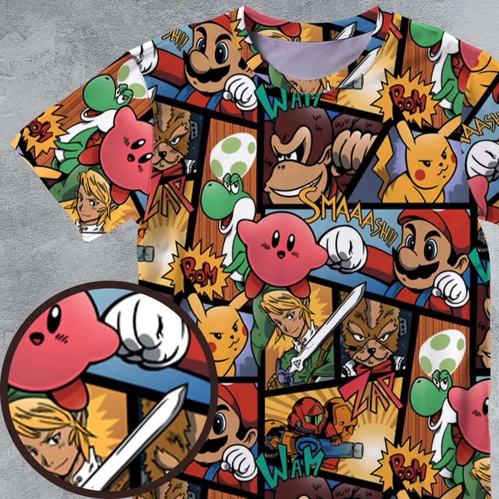 Super Smash Bros Characters Pattern Hawaiian All-Over Print Unisex T-Shirt - 4