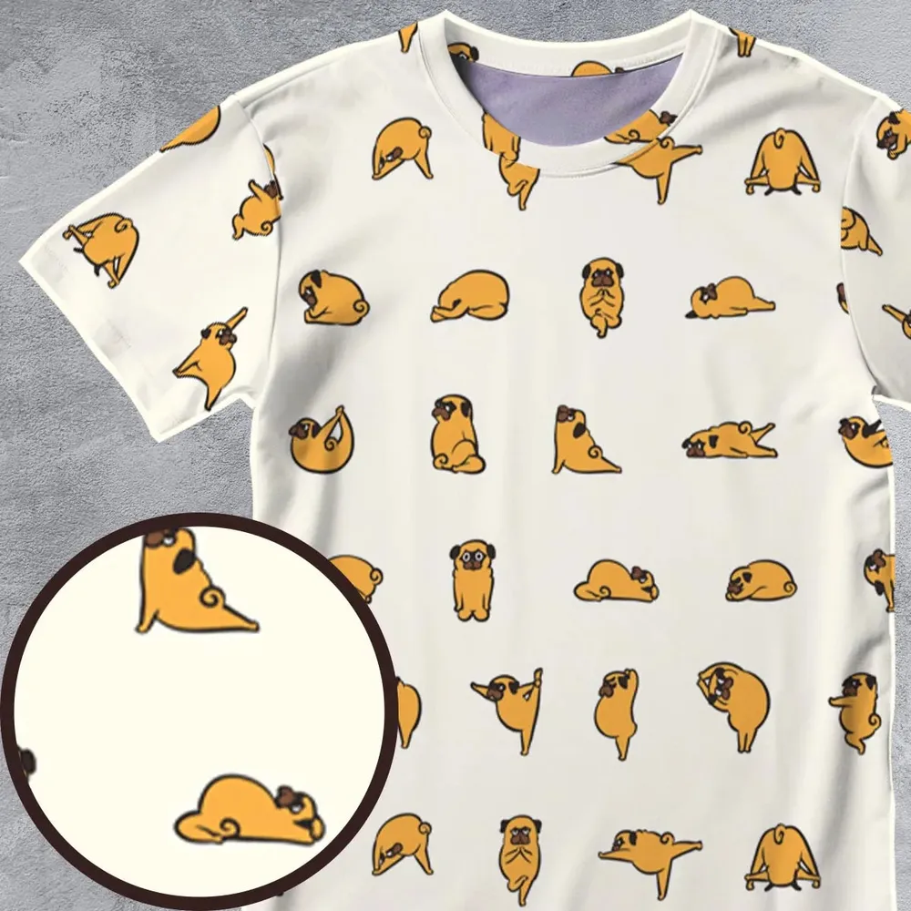 Pug Hot Yoga Pattern All-Over Print Unisex T-Shirt - 4