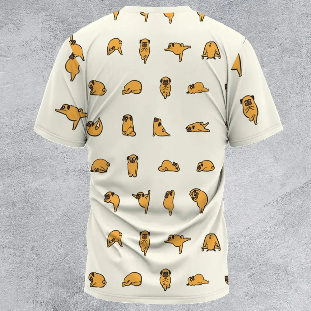 Pug Hot Yoga Pattern All-Over Print Unisex T-Shirt - 3