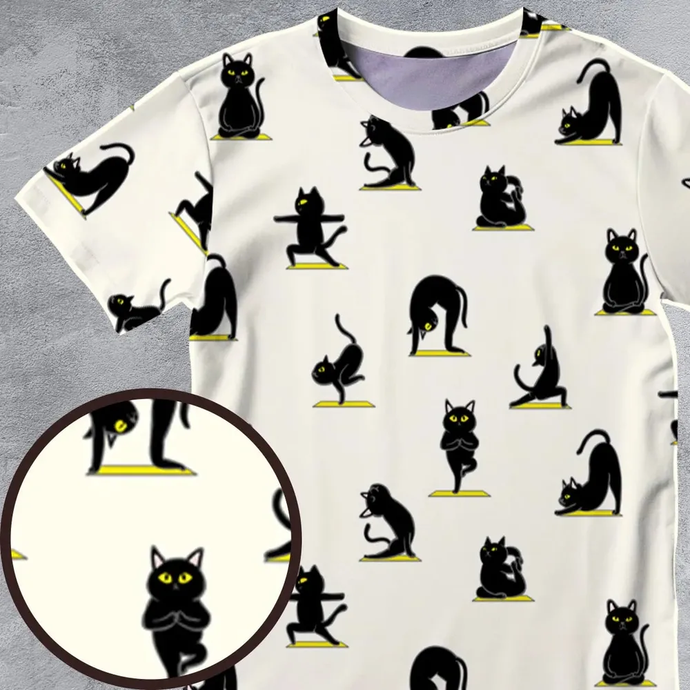 Bombay Cat Yoga Pattern All-Over Print Unisex T-Shirt - 4